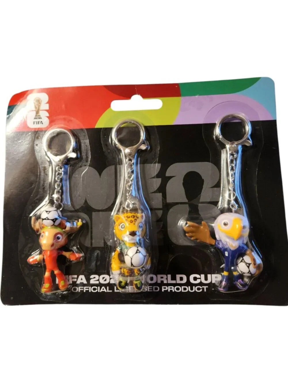 FIFA 2026 World Cup Official Mascot Keychain Complete Set of 3 New in Pkg.